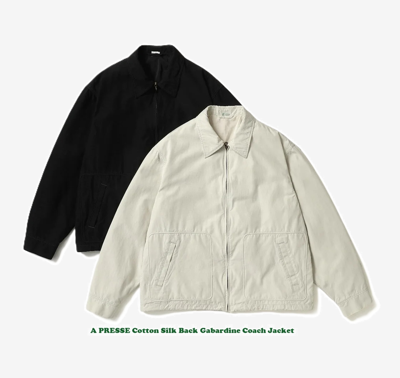 A.PRESSE 2026 COTTON SILK BACK GABARDINE COACH JACKET (26SAP-01-34) - PRE ORDER ITEM (預訂中)