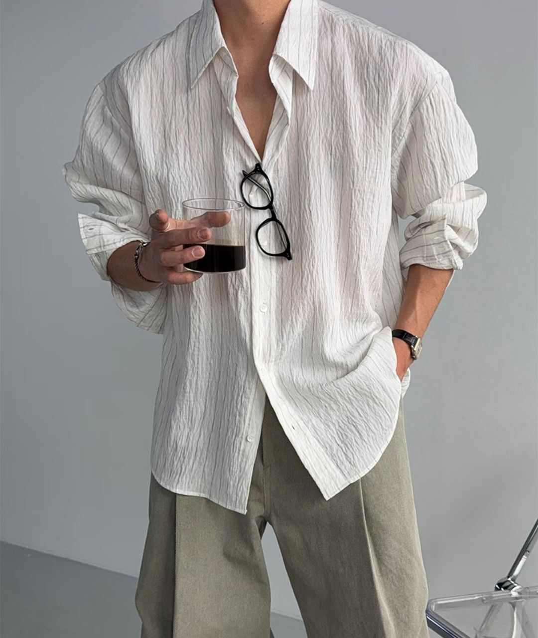 直紋長袖恤衫 MALENKII-195S