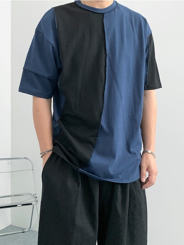 (韓國獨家特價)鏤空撞色寬鬆T卹