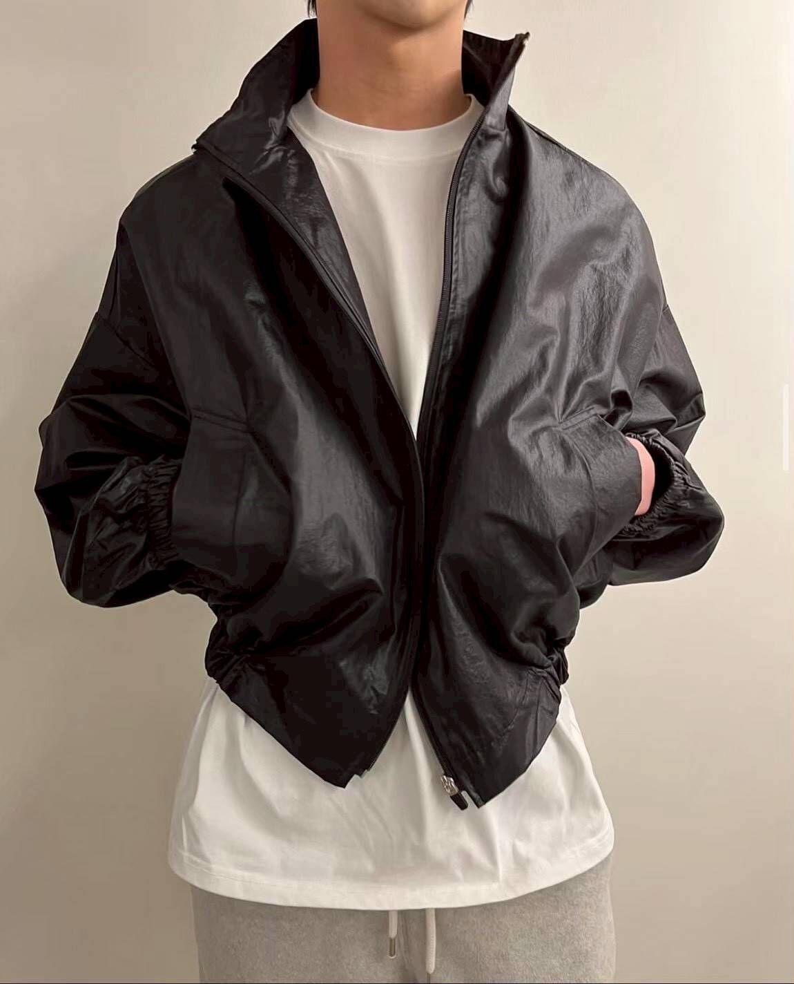 (韓國獨家特價)立領短款防風尼龍外套