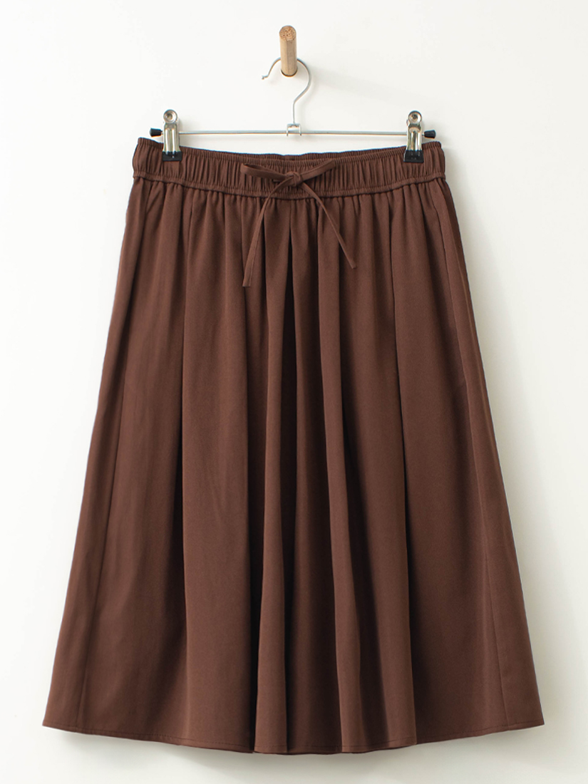 質感素色鬆緊腰綁帶六分褲裙