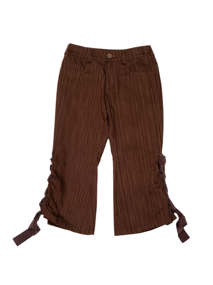 Stripe Side Fletting Cropped Pants