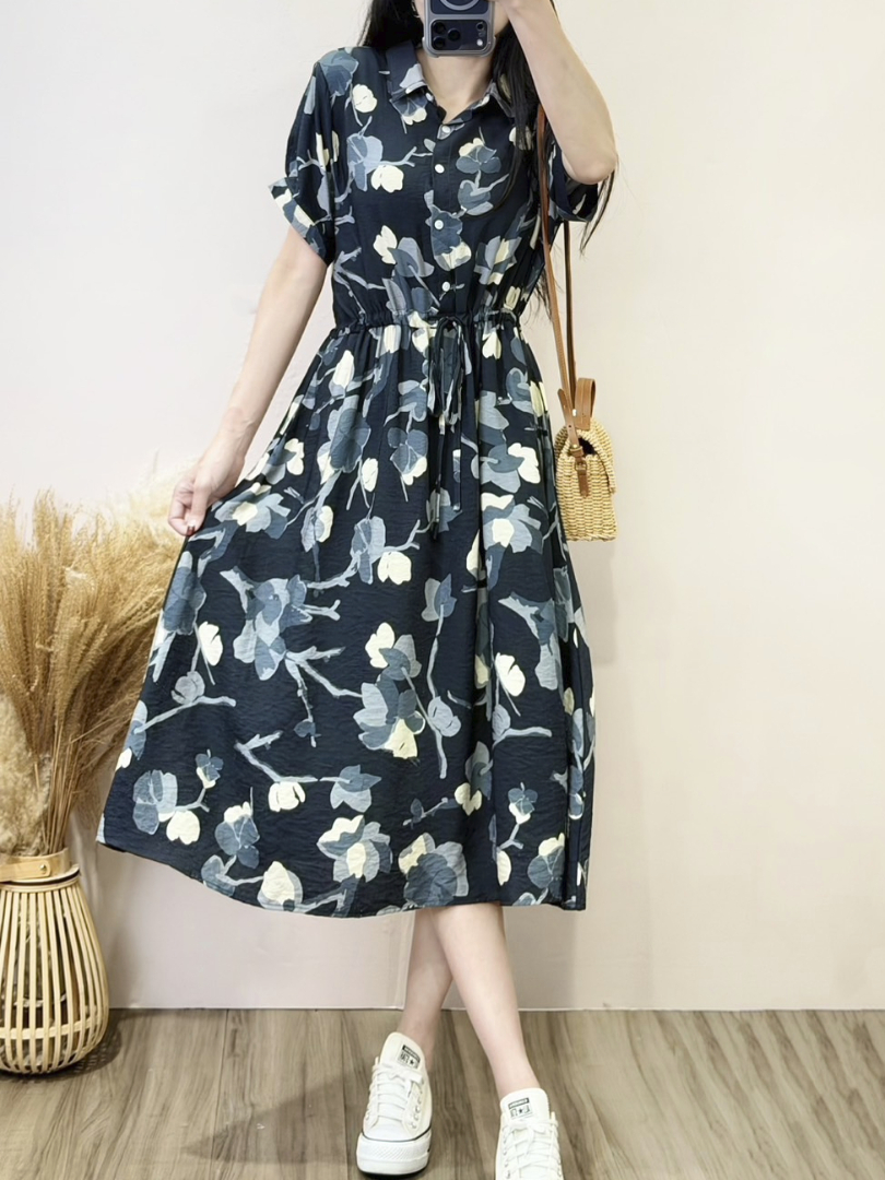 質感印花收腰顯瘦系列★輕薄飄逸氣質洋裝