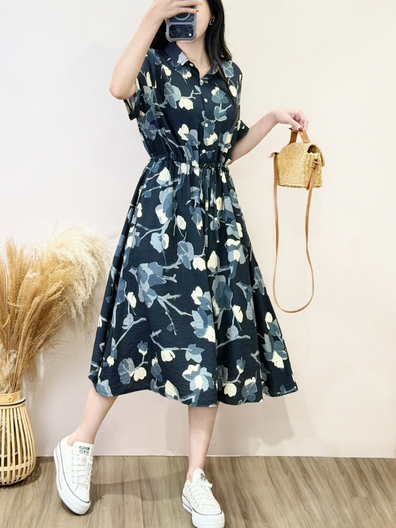 質感印花收腰顯瘦系列★輕薄飄逸氣質洋裝