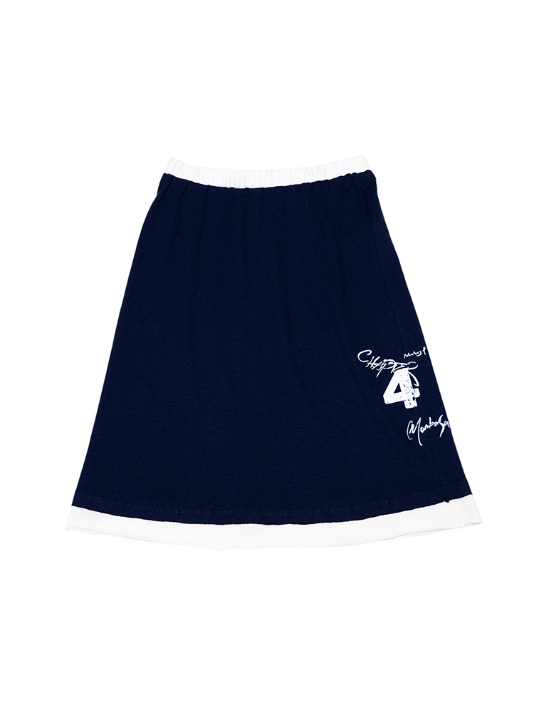 Layered Print Linen Skirt