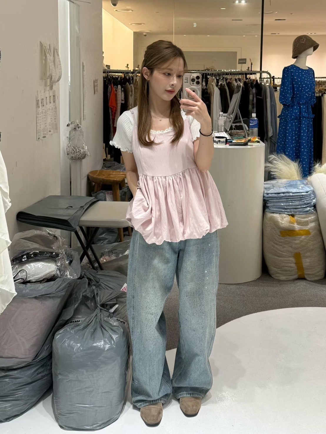 閃星鑽綁帶牛仔褲