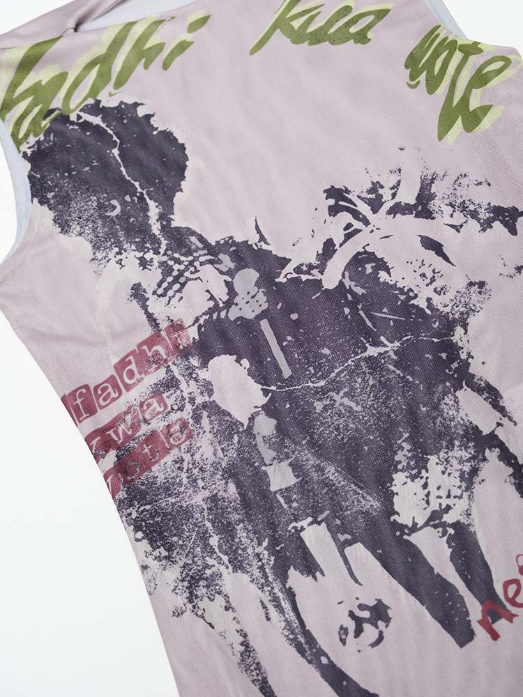 Tribe Print Mesh Tank Top