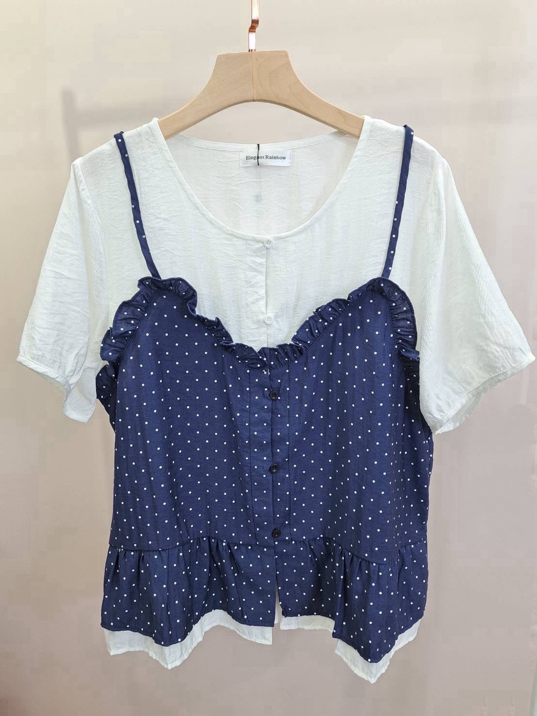 減齡荷葉邊背心假二件上衣