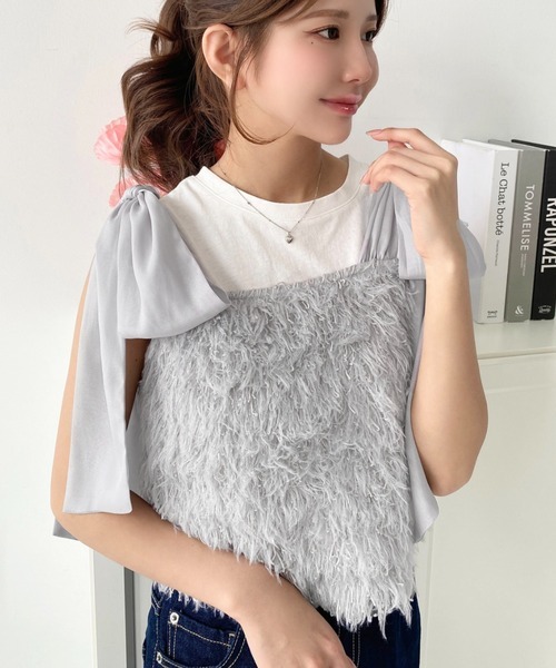 [日本直送🇯🇵] 雪紡綁帶毛毛背心