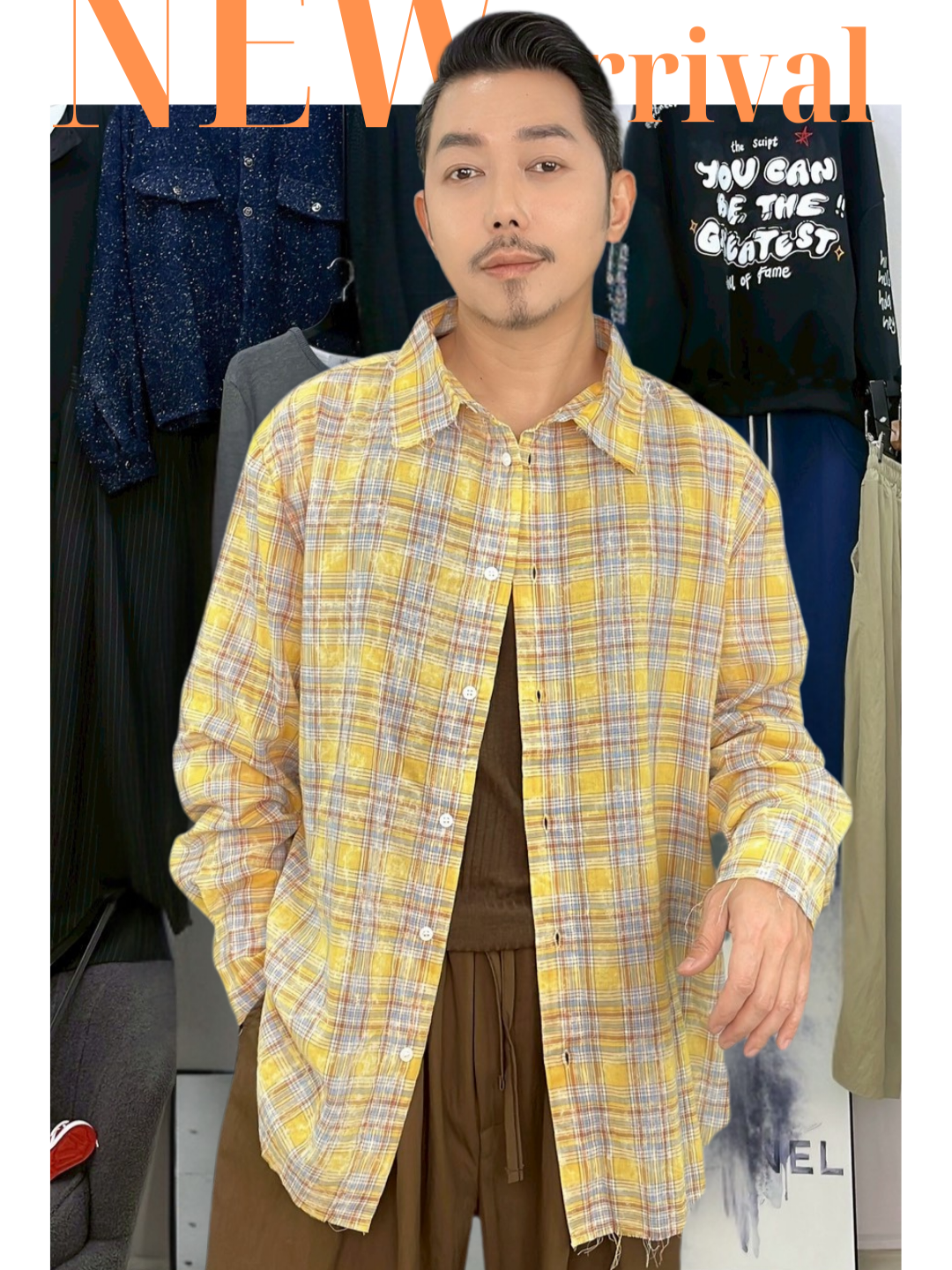 (韓國獨家特價)紋理格紋不收邊襯衫