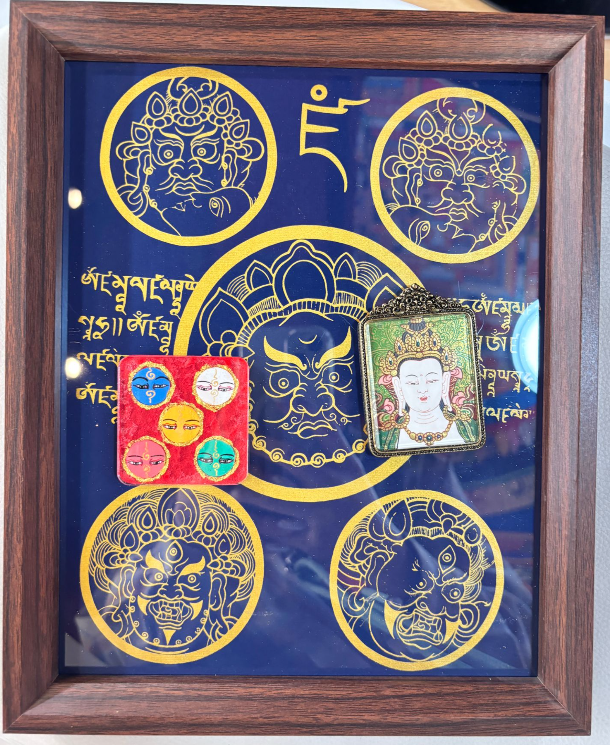 AB260404-Y40 拓印藍五財+裝幡八大守護（馬： 大勢至菩薩 ）+冰箱貼五財眼 (需客人留姓名，出生年月日時分)(香格里拉松贊林寺上師開光加持+五色財神幡祈福) (預計5月尾到貨)(只限尖沙咀門市自取不包郵)