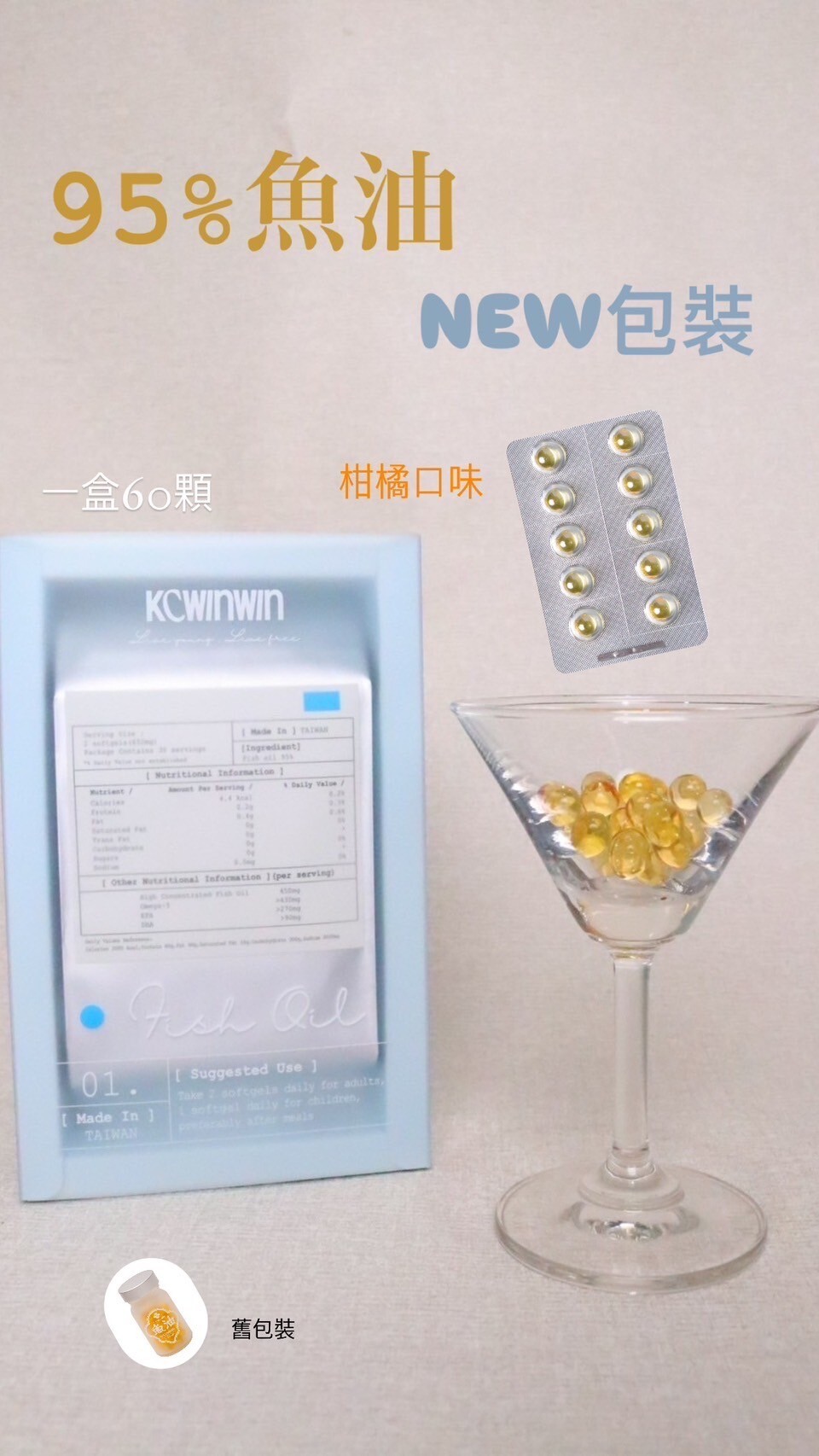 XU058 K.C WINWIN 95%魚油 (60顆1/盒) Exp: 2028.10