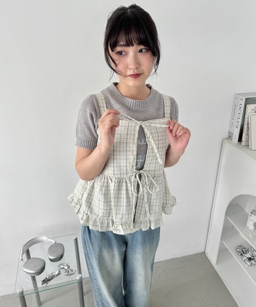 [日本直送🇯🇵] 2way格紋Ruffle邊背心