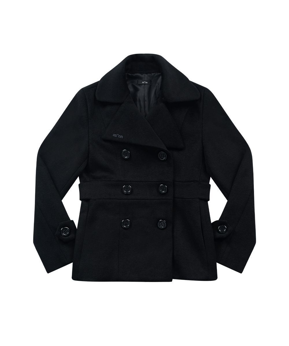 ASON 鈕扣短大衣 黑色 AS_P0000CXU