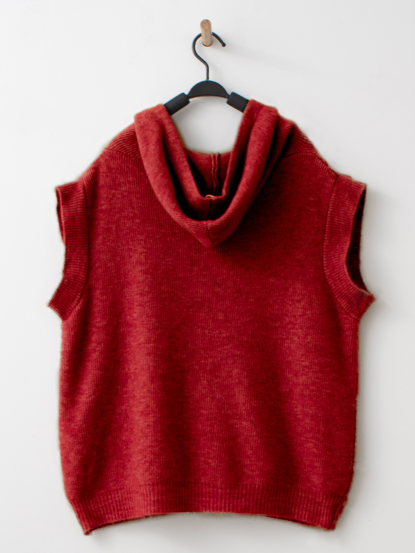 休閒口袋連帽抽繩針織背心