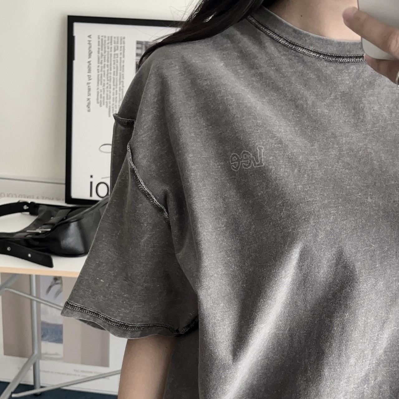 （現貨）韓牌 LEE 水洗 簍空logo 反車線 短T LE2602ST25