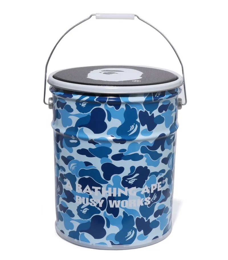 -(C6c)-A BATHING APE ABC CAMO STEEL CAN STOO 鐵水桶 椅子 藍迷彩