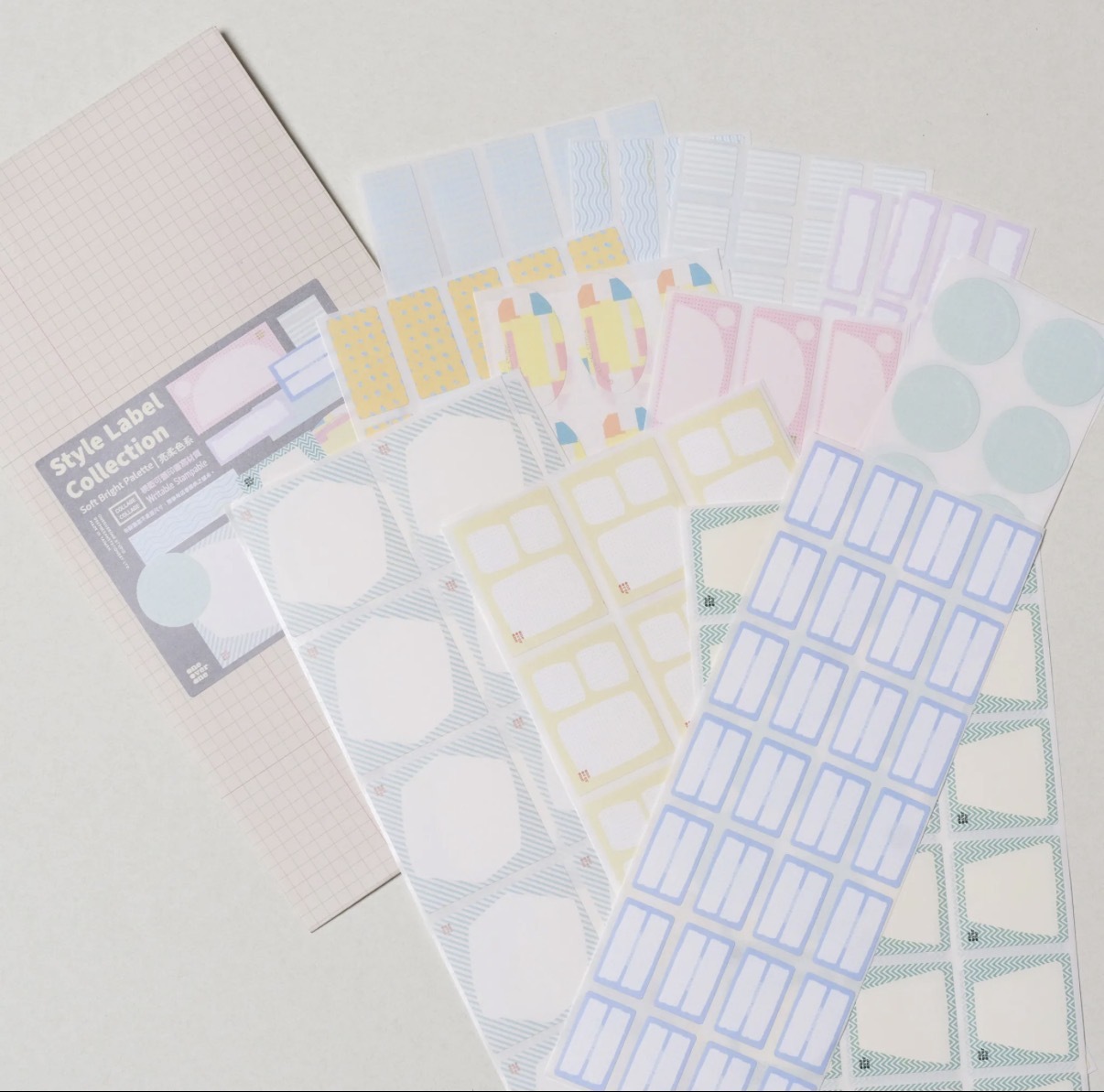 亮柔色系 03 模造標籤貼紙組 371枚｜1/1工作室