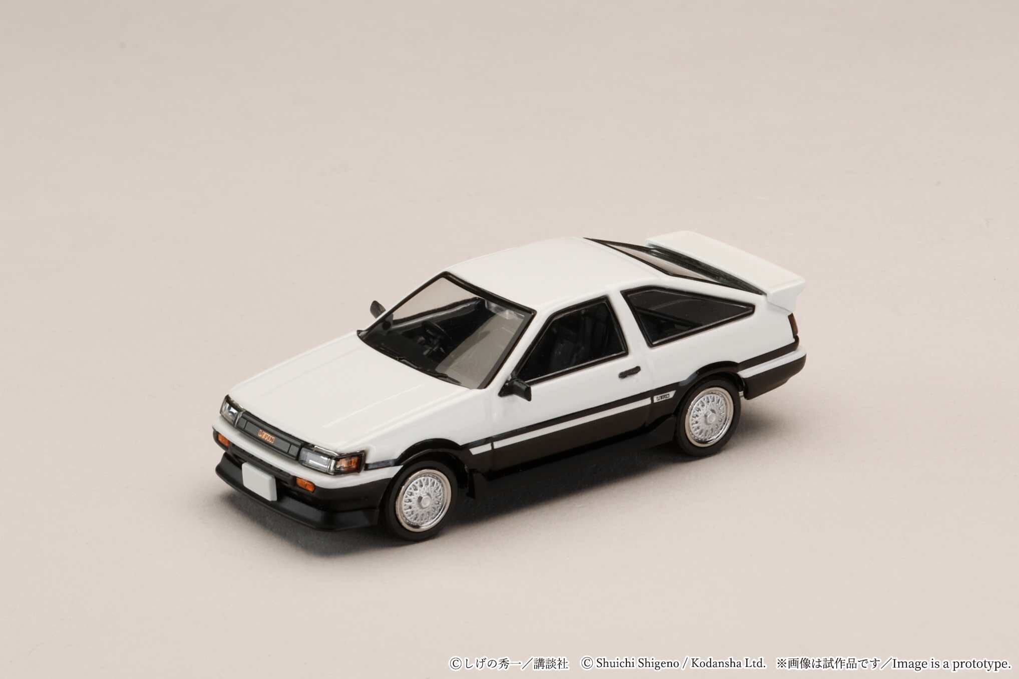 PO-$120 * HOBBY JAPAN * 1:64 TOYOTA COROLLA LEVIN AE86 INITIAL D WHITE WITH SILVER RIMS