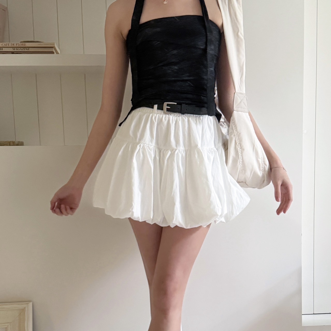 6535附皮帶芭蕾風蛋糕短裙（Ｒ）