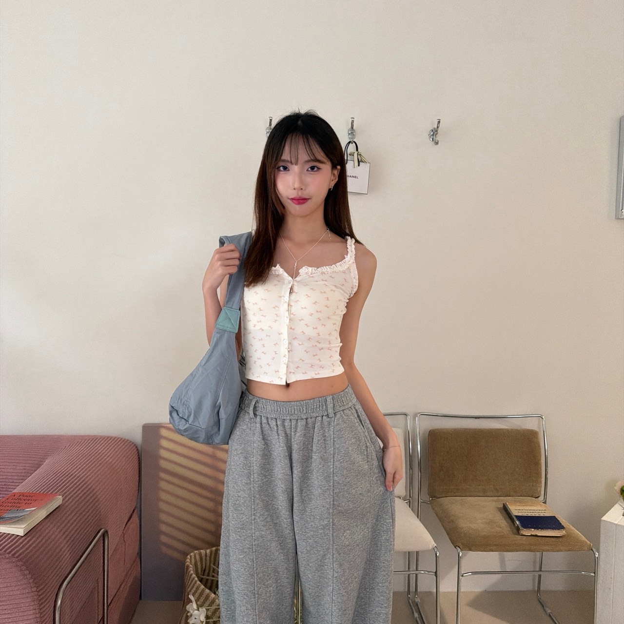 1561 韓系滿版蝴蝶結花邊小背心（Ｒ）