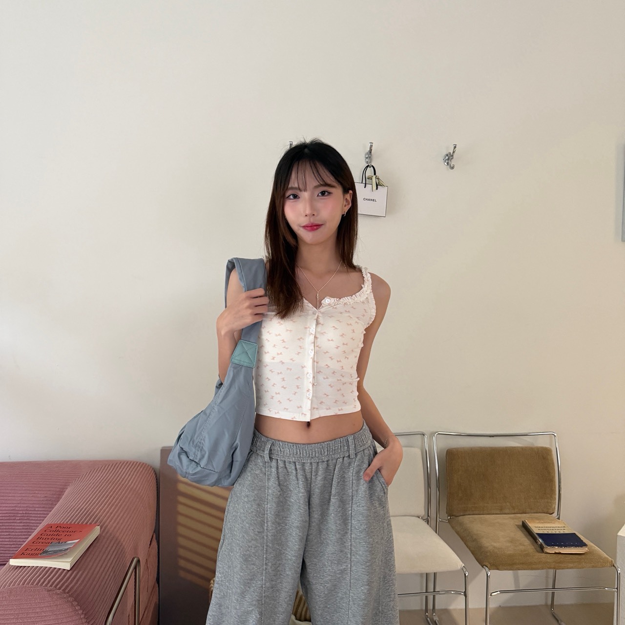 1561 韓系滿版蝴蝶結花邊小背心（Ｒ）