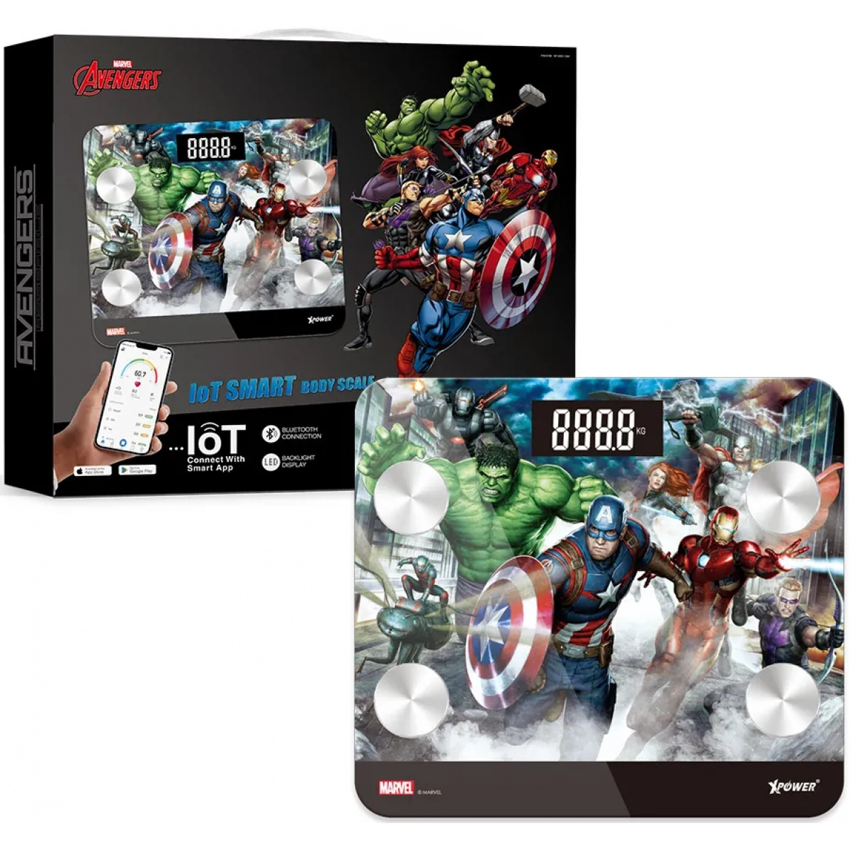 (2026春季限時優惠) XPower x Marvel 復仇者聯盟系列智能脂肪磅 SBS1 xp-sbs1-dav,p/n:sy06