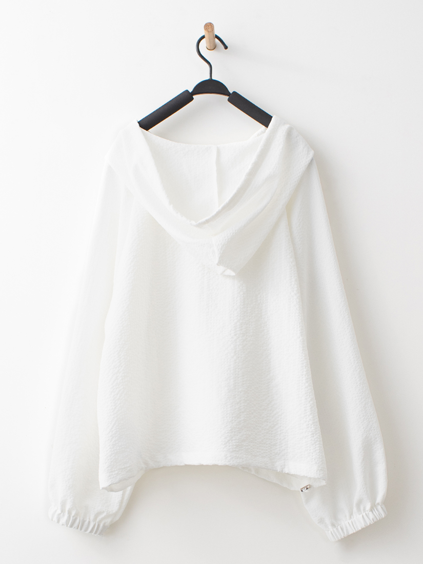 日系清新半開襟連帽拉鍊口袋上衣