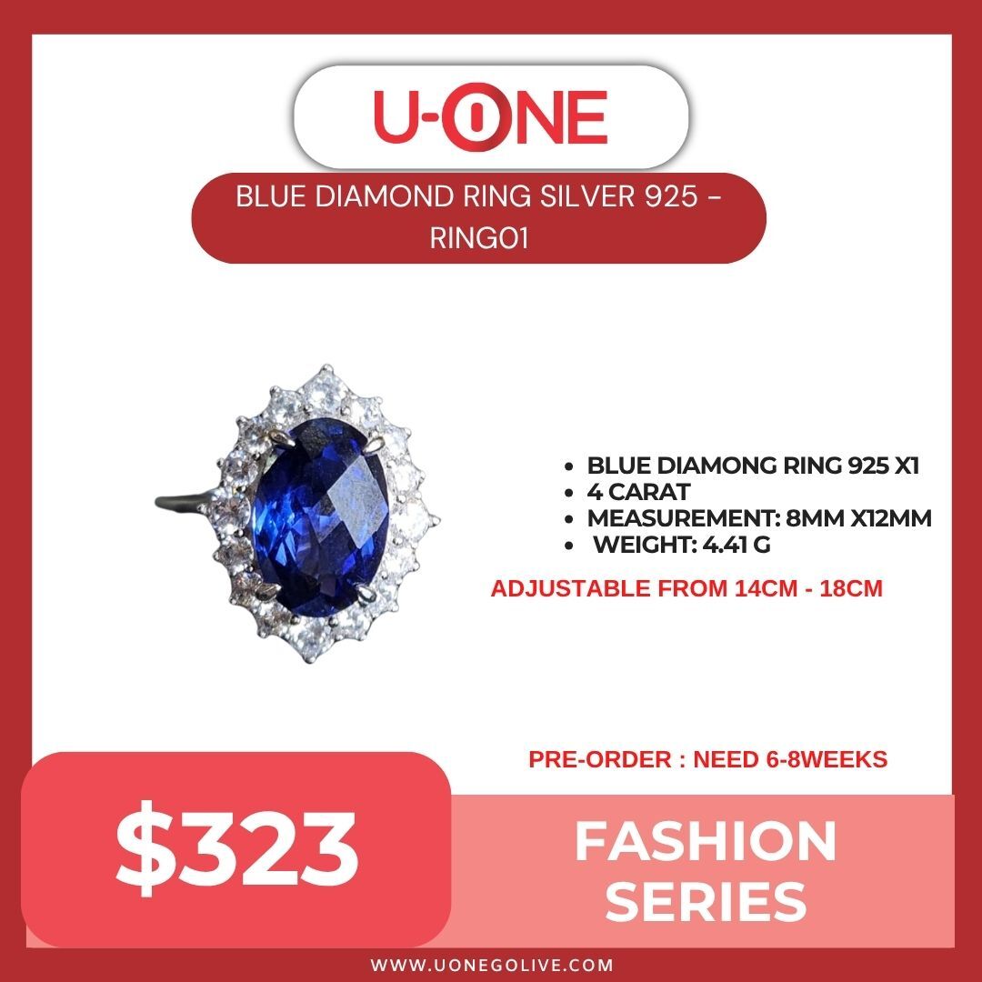 BLUE DIAMOND RING SILVER 925 - RING01