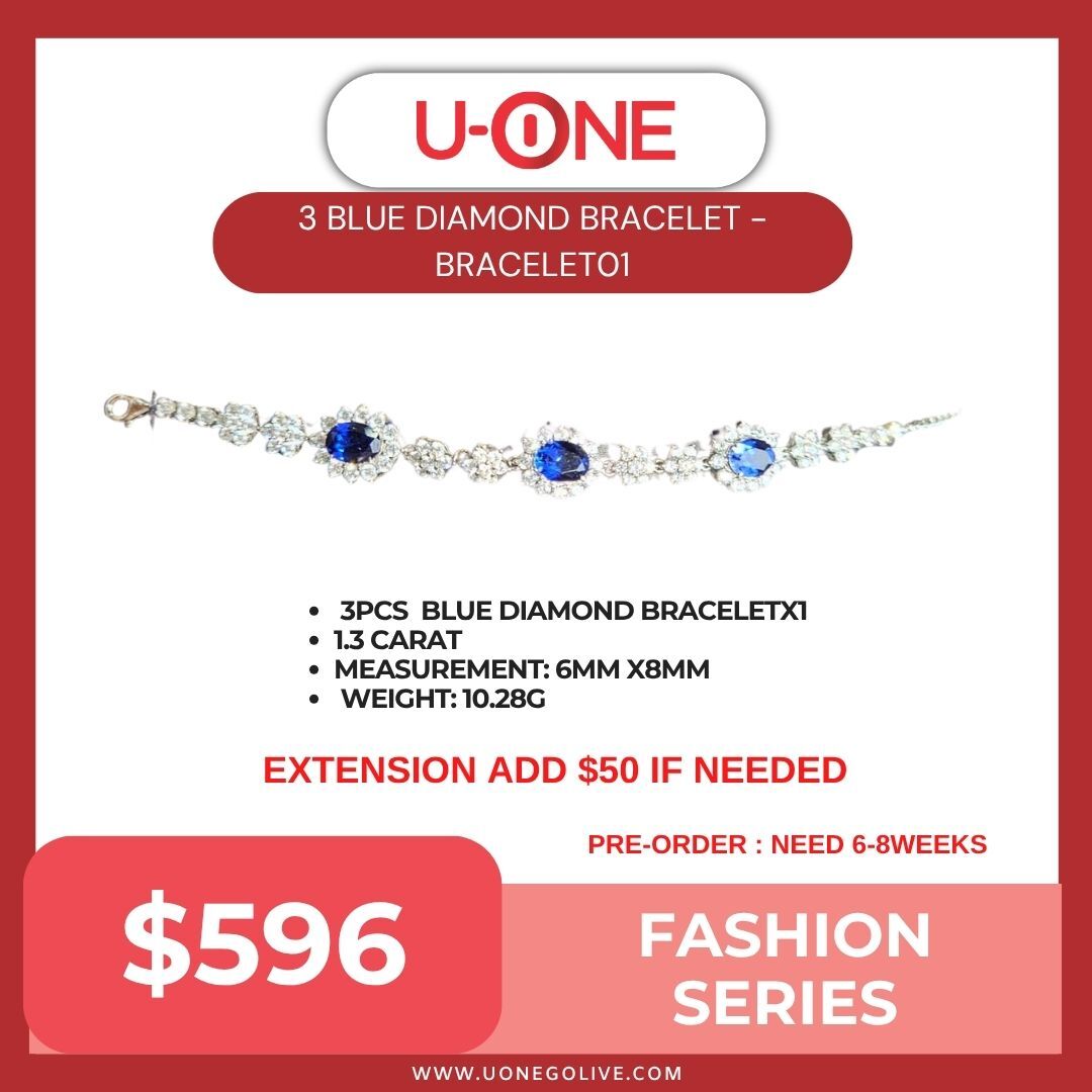 3 BLUE DIAMOND BRACELET - BRACELET01