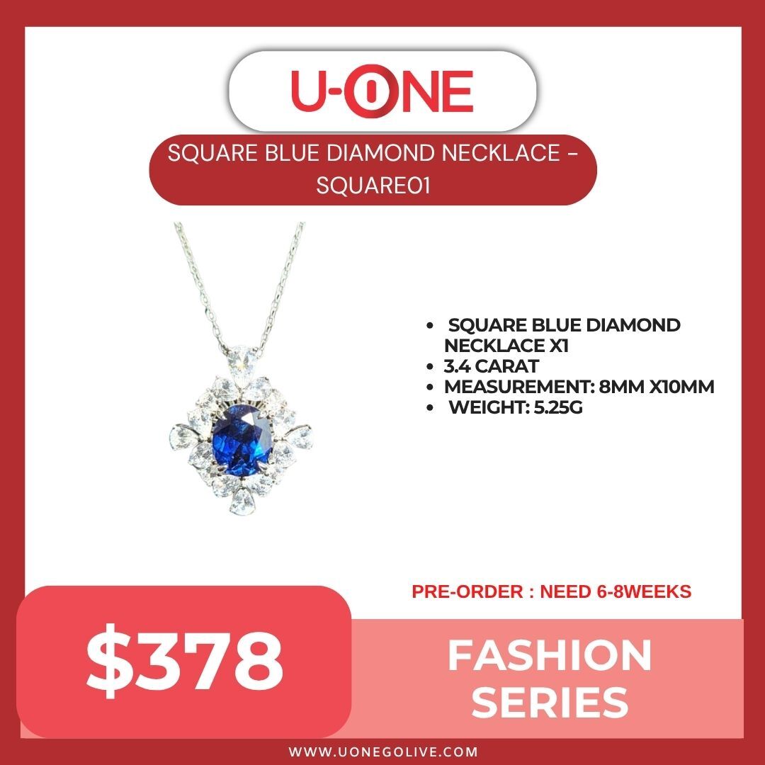 SQUARE BLUE DIAMOND NECKLACE - SQUARE01