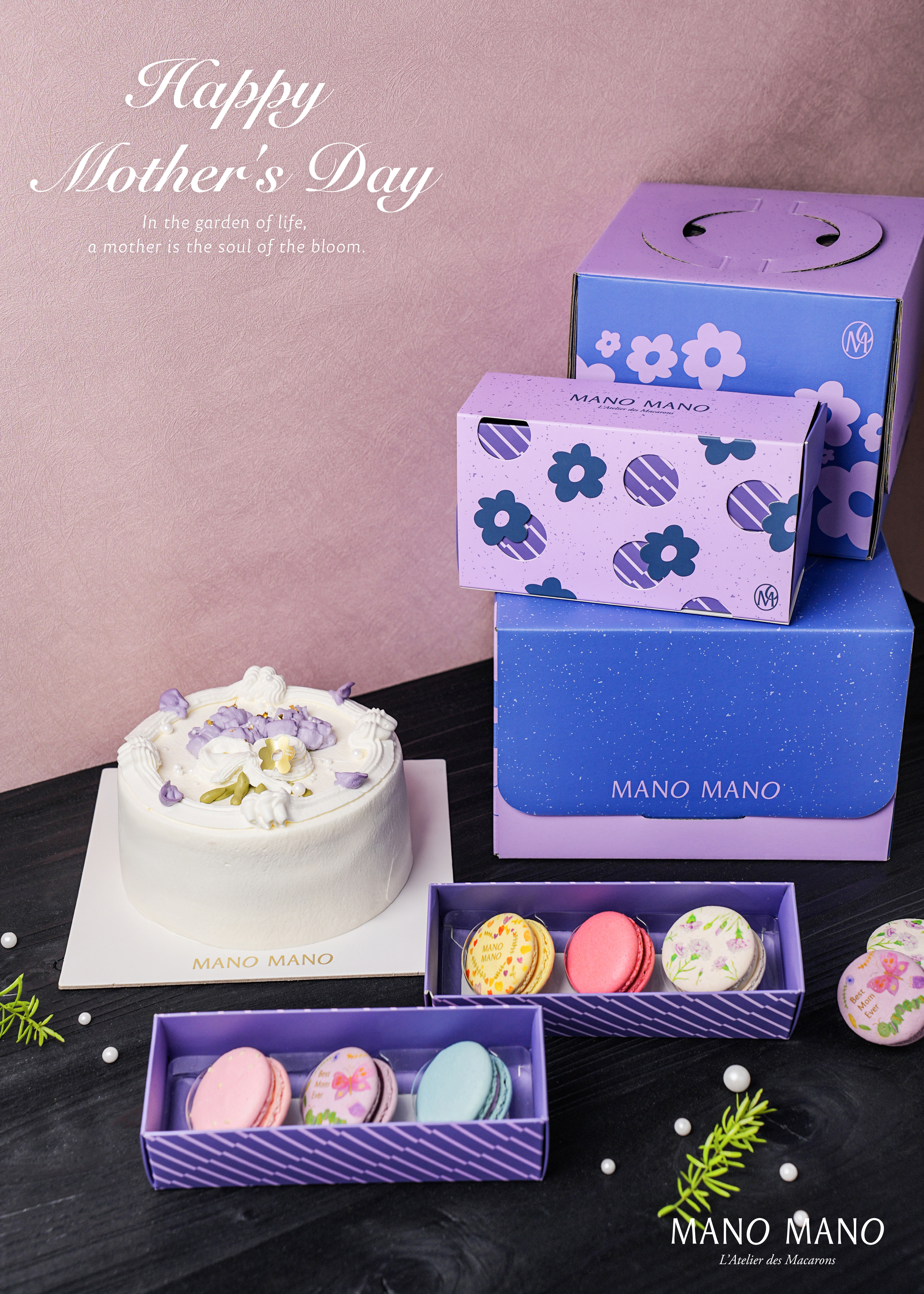 【預購商品】【母親節早鳥免運優惠】6吋宅配款玫荔香頌＋母親節限定馬卡龍禮盒｜6入