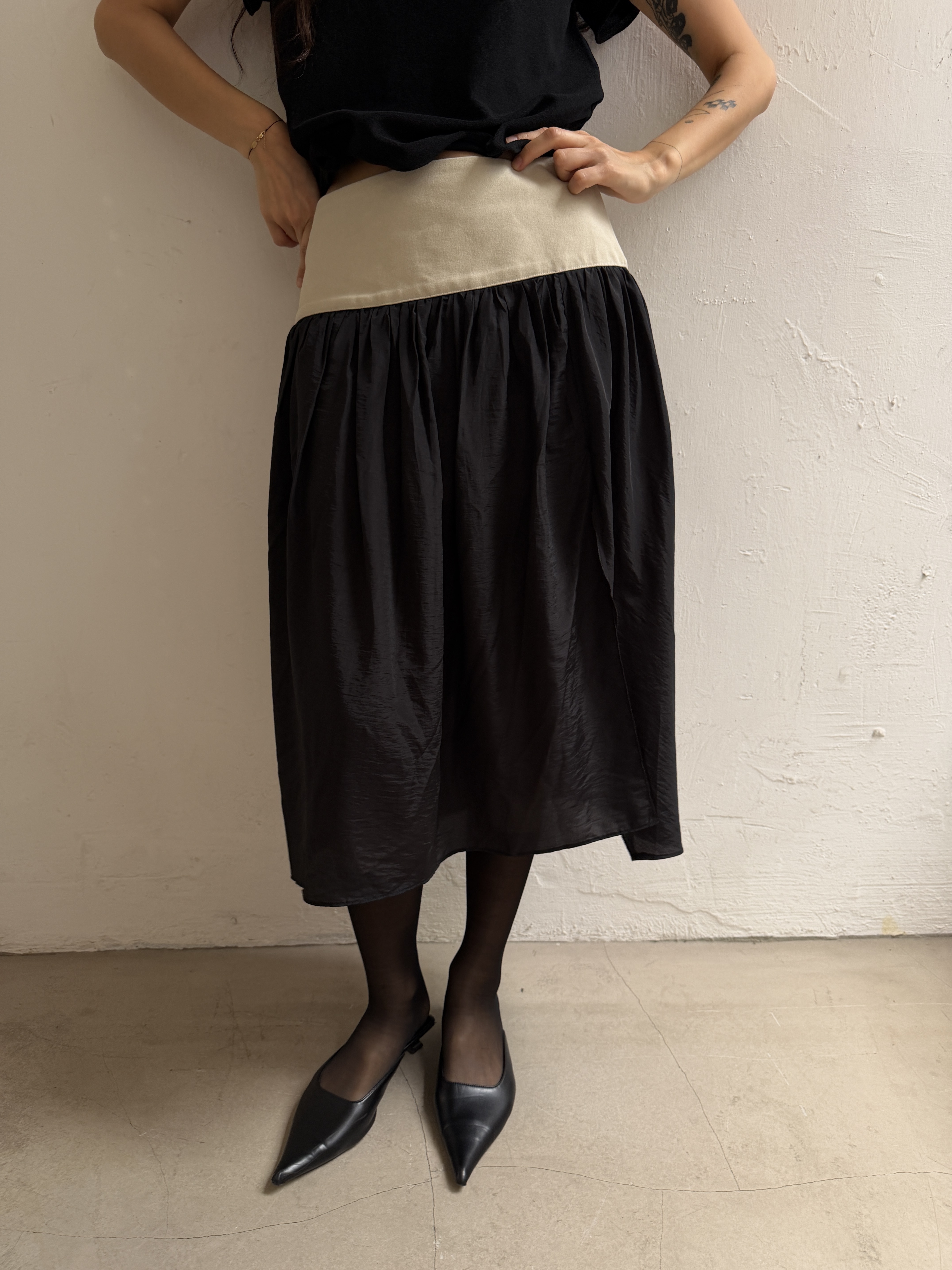 Side split silk skirt