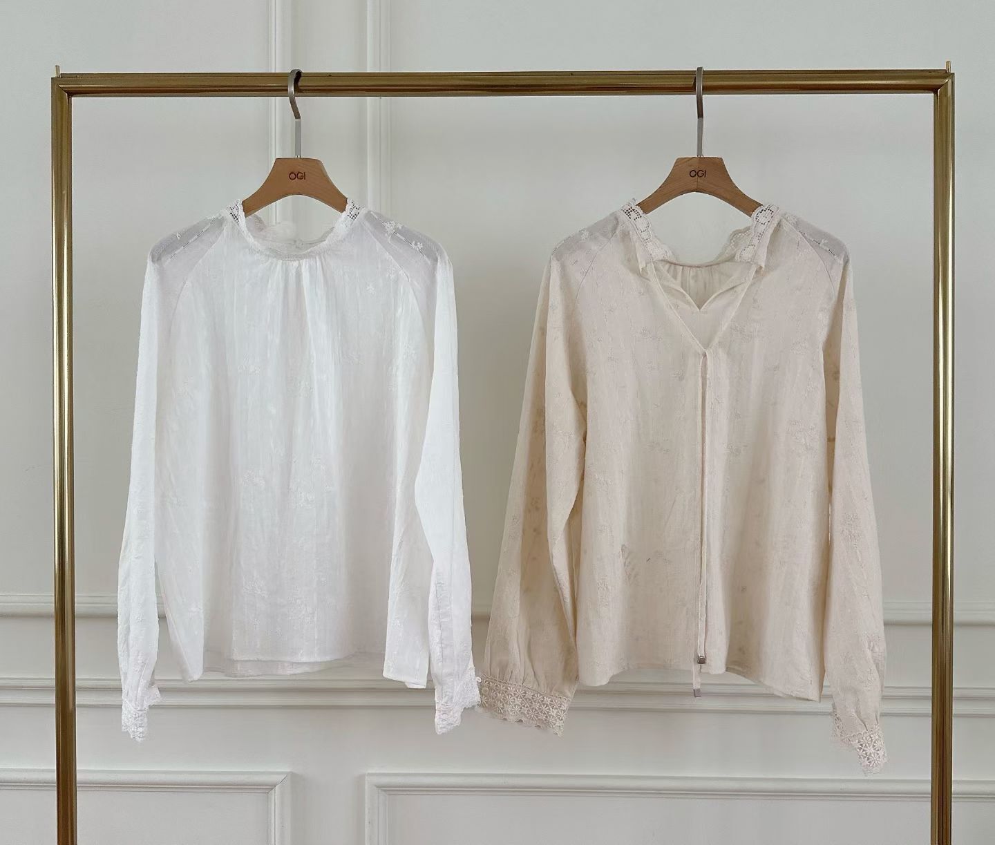 OG6026 前後兩著刺綉碎花上衣