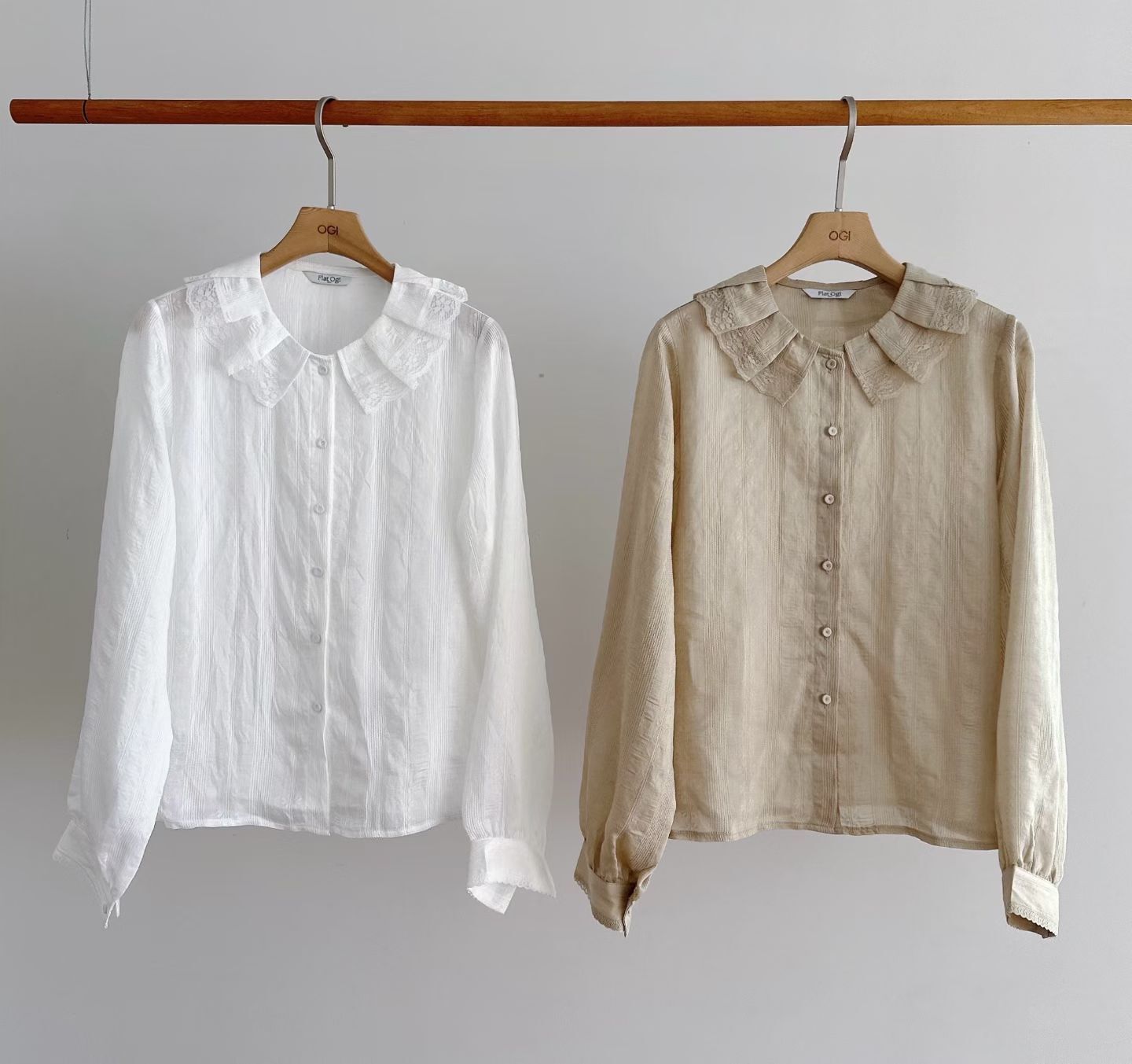 OG6027 壓褶娃娃領皺皺襯衫