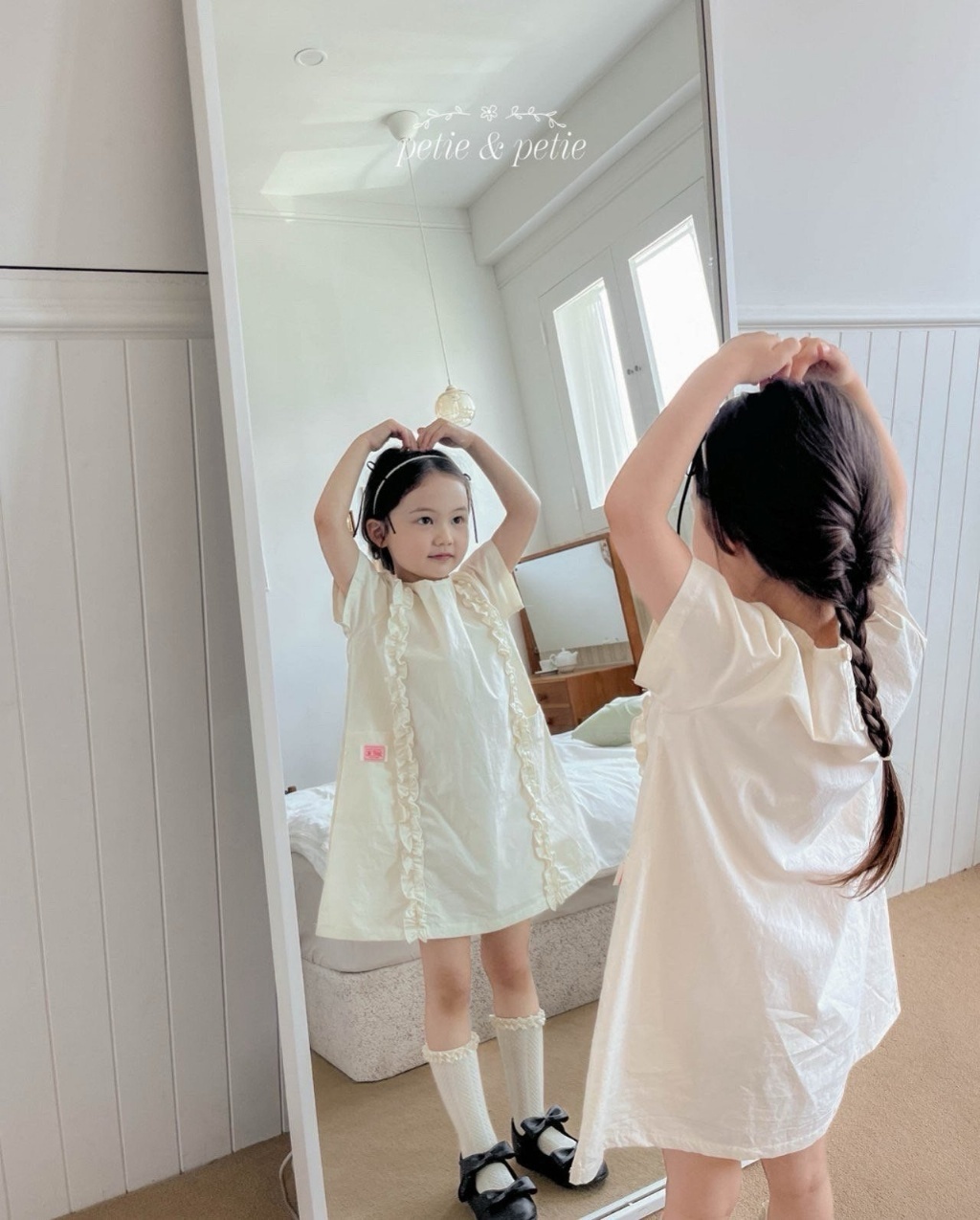 正韓夏Petitpetit 兩色花瓣洋裝