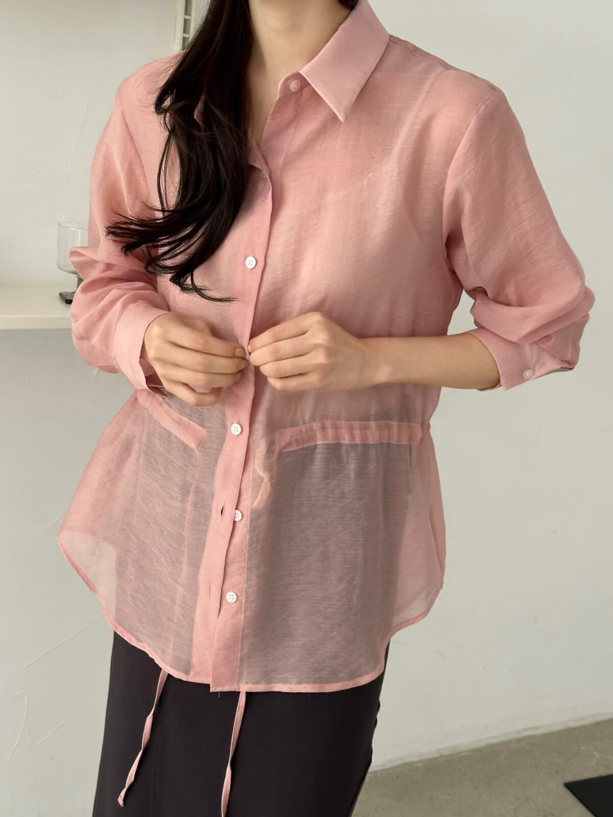 OG6032 透氣綁帶收腰防曬襯衫