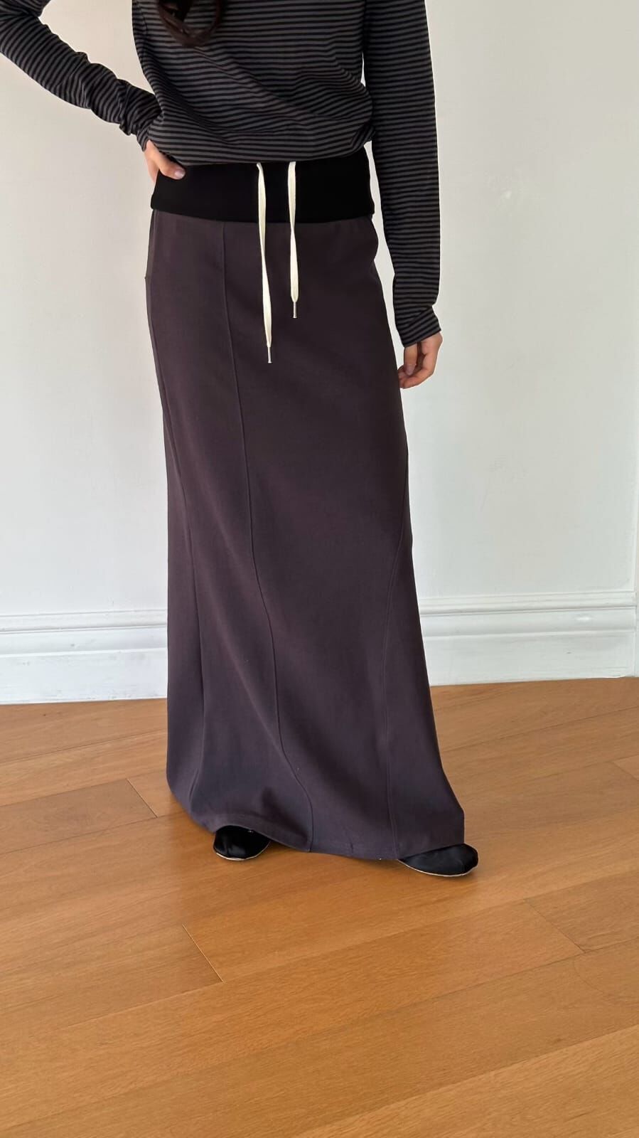 OG6038 高腰撞色車綫收腰半身裙