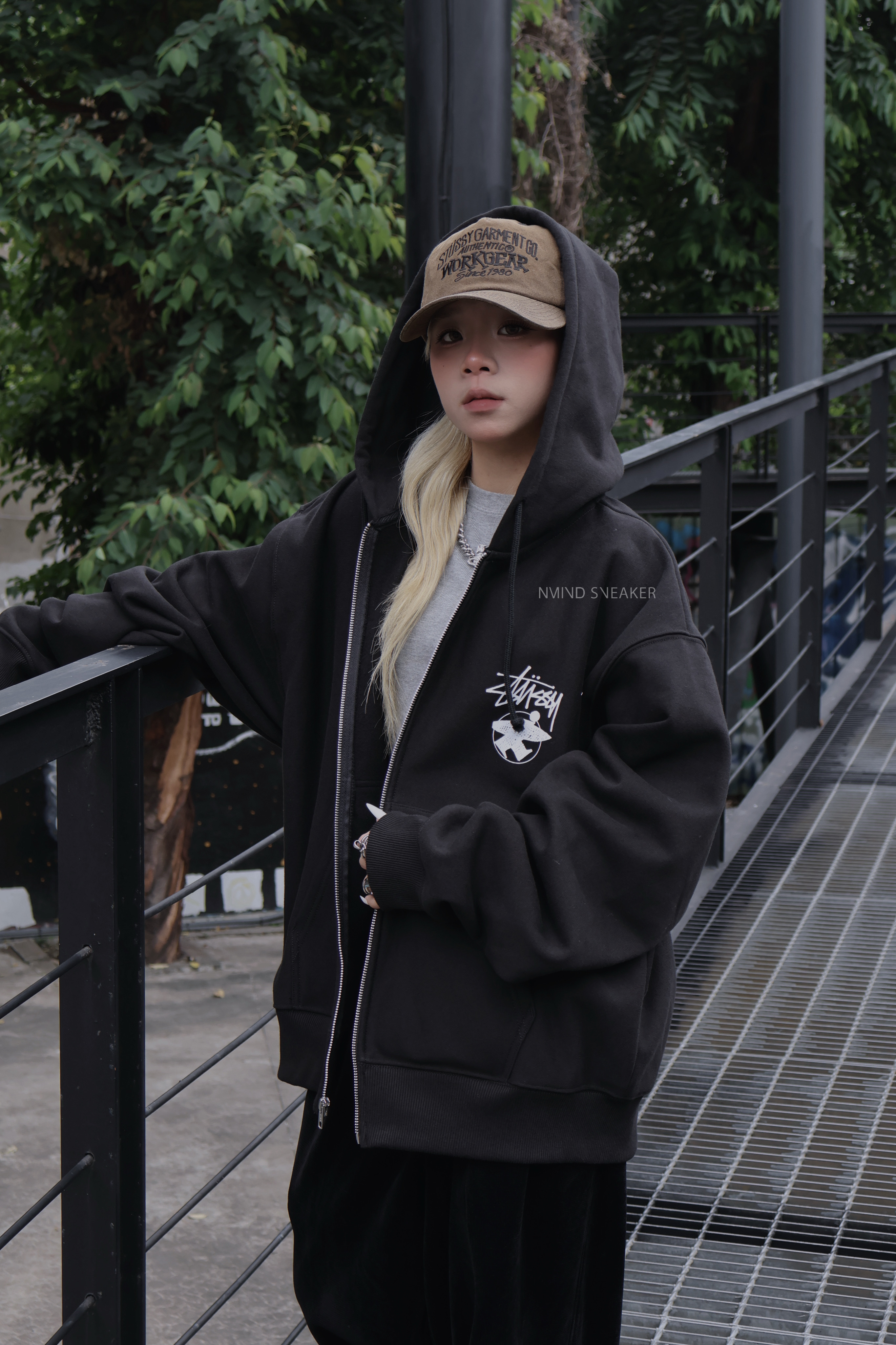 <快速出貨> STUSSY LONG HAUL ZIP HOODIE 連帽棉外套 黑/海軍藍