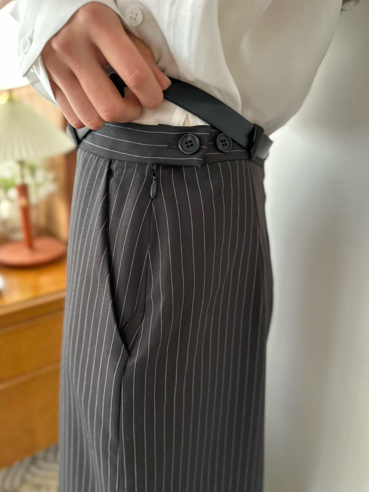 OG6043 輕熟高腰附皮帶半身裙