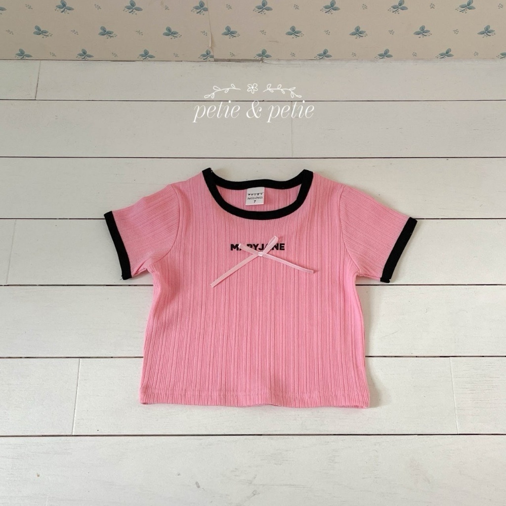 正韓夏Petitpetit 兩色緞帶蝴蝶結上衣