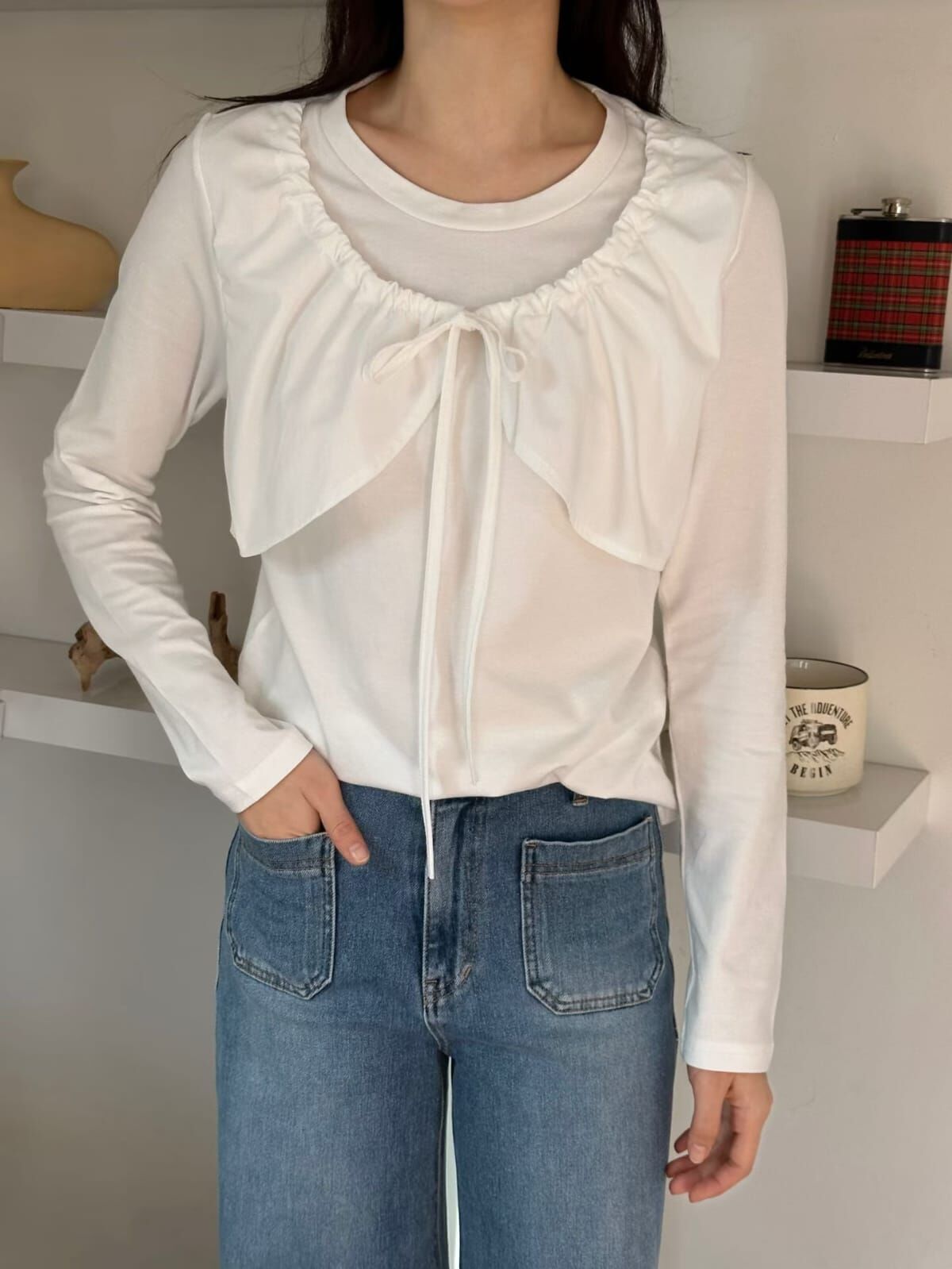 OG6044 蝴蝶開頁軟綿上衣