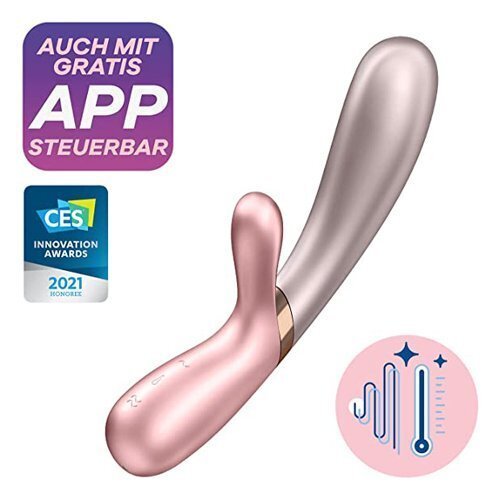 Satisfyer Hot Lover 加溫雙頭兔耳按摩棒 粉紅色/銀色