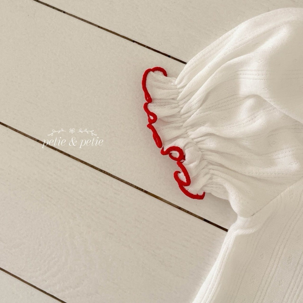 正韓夏Petitpetit 兩色捲邊澎袖上衣