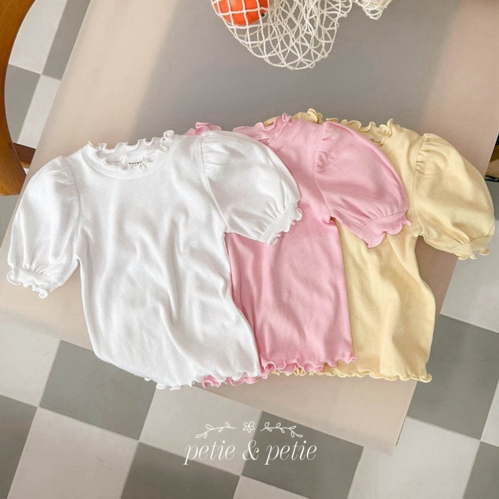 正韓夏Petitpetit 三色粉嫩色捲邊上衣