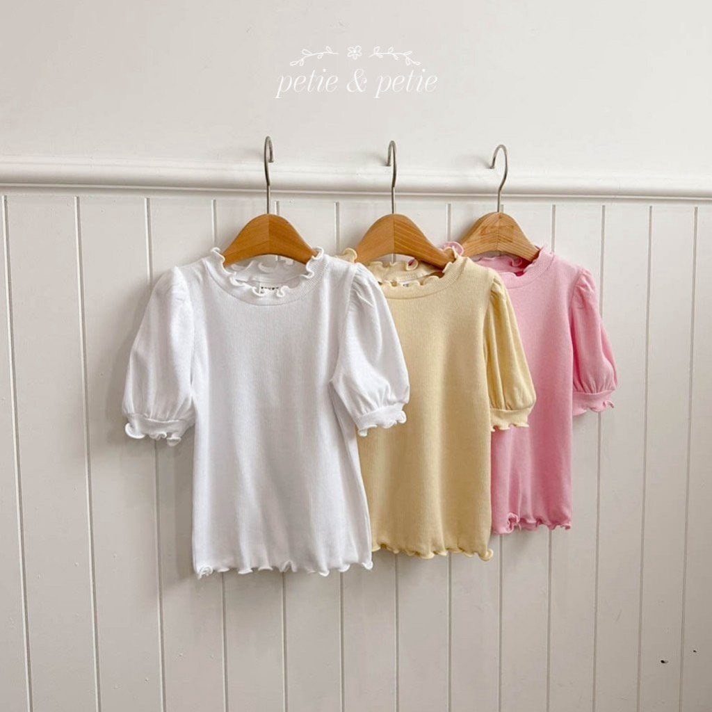 正韓夏Petitpetit 三色粉嫩色捲邊上衣