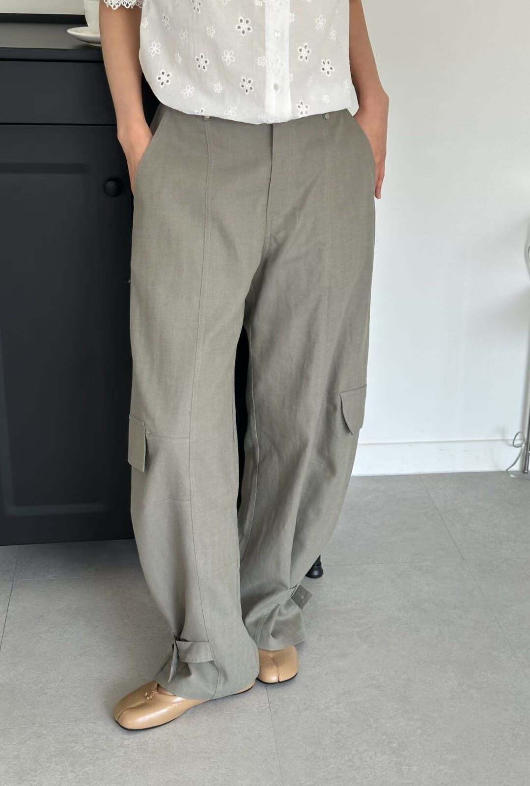 OG6052 後橡筋鈕扣褲腳工裝休閑褲