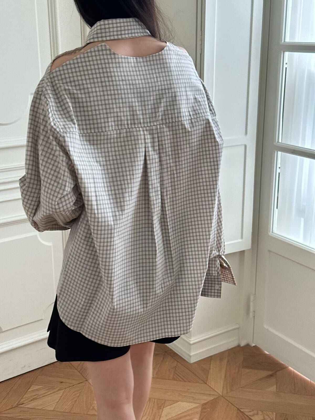 OG6053 鈕扣露背格仔單口袋襯衫