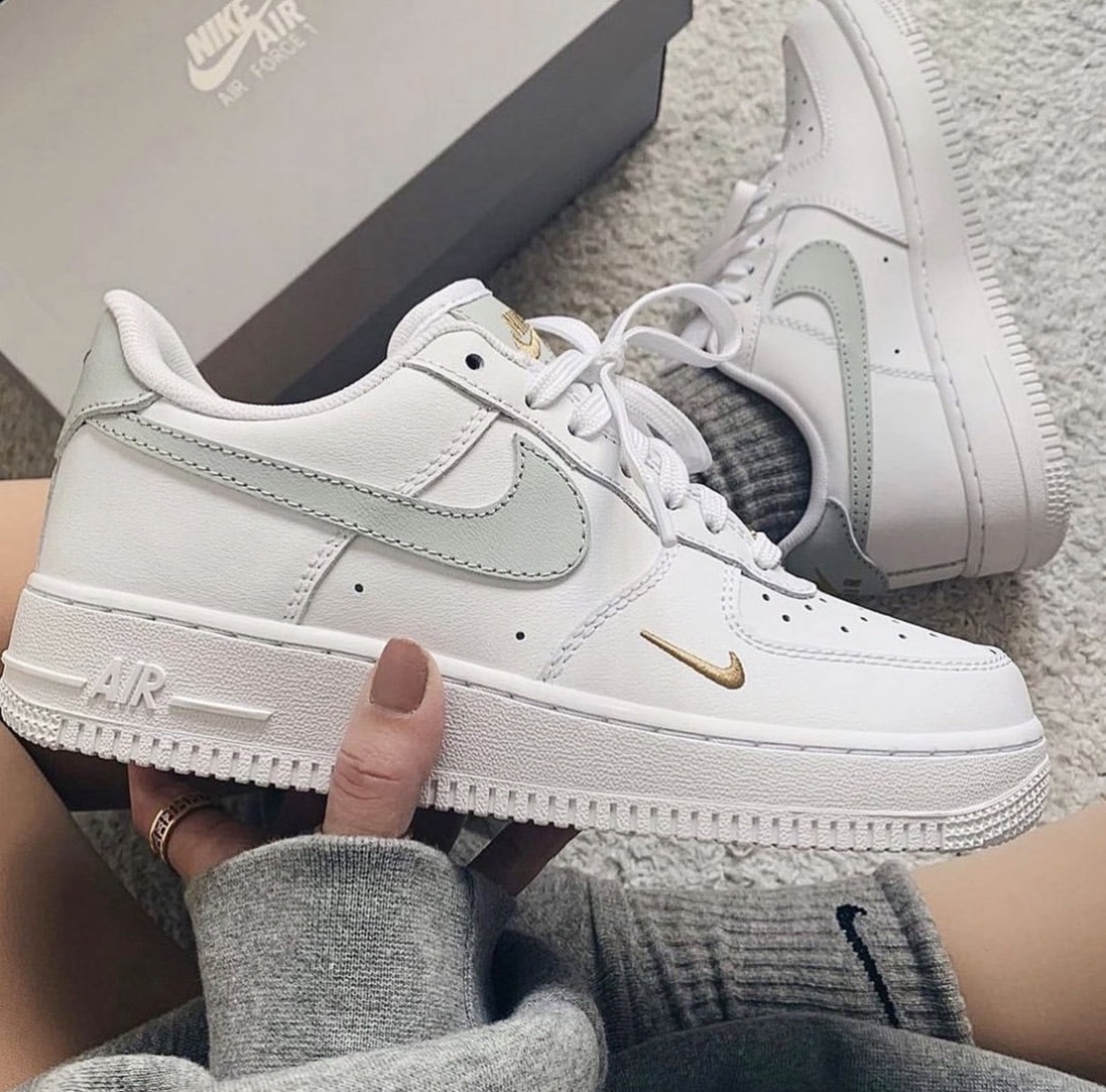 【逢甲 FUZZY】W Nike Air Force 1 "Grey Green" 抹茶綠 小金勾 CZ0270-106