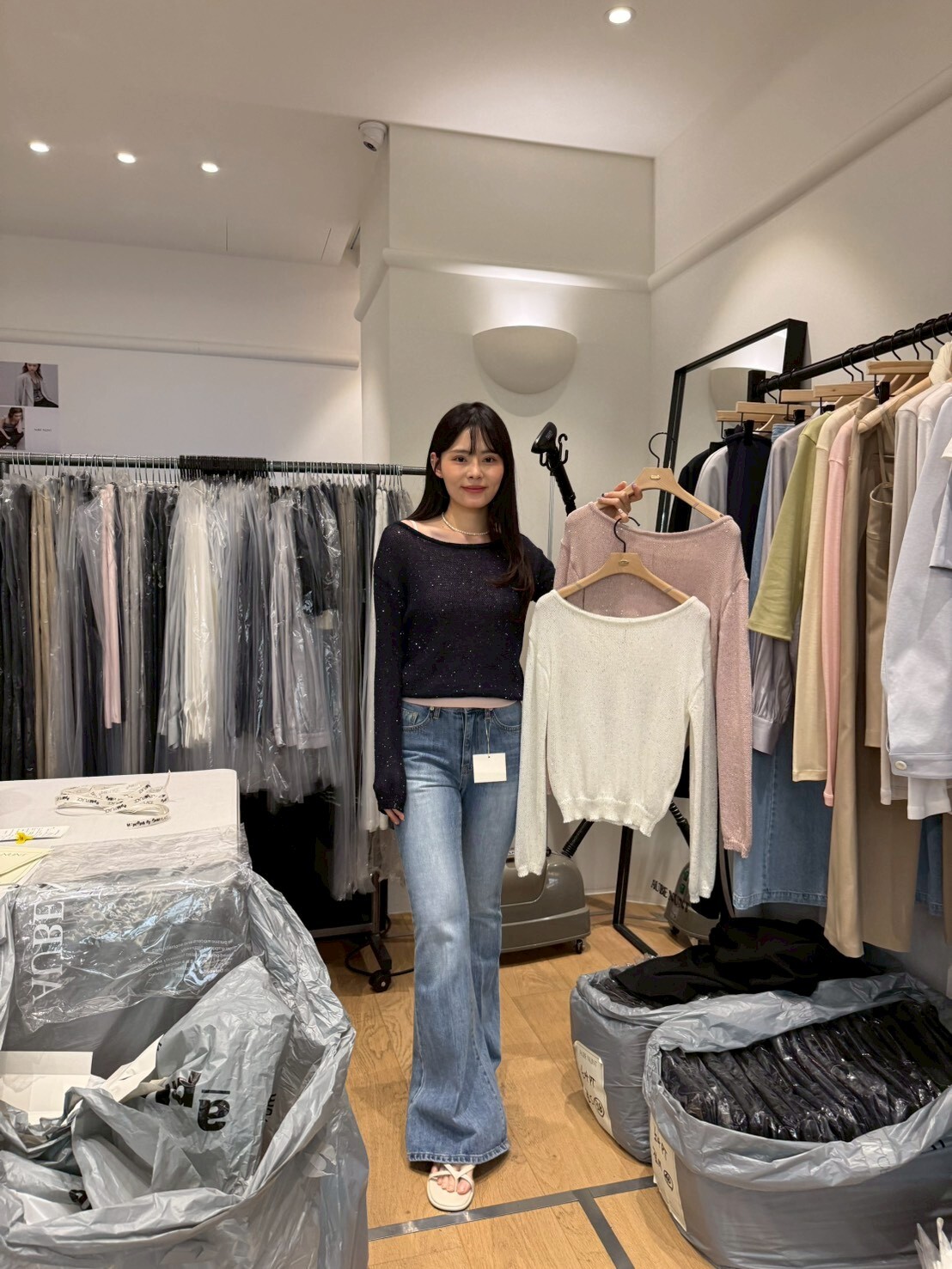 AU6003 閃閃船領針織衫